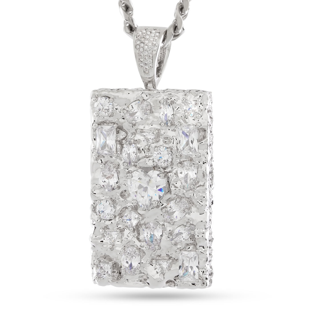 Diamond in the Rough Necklace  in  White Gold / 2.1" by Kingices