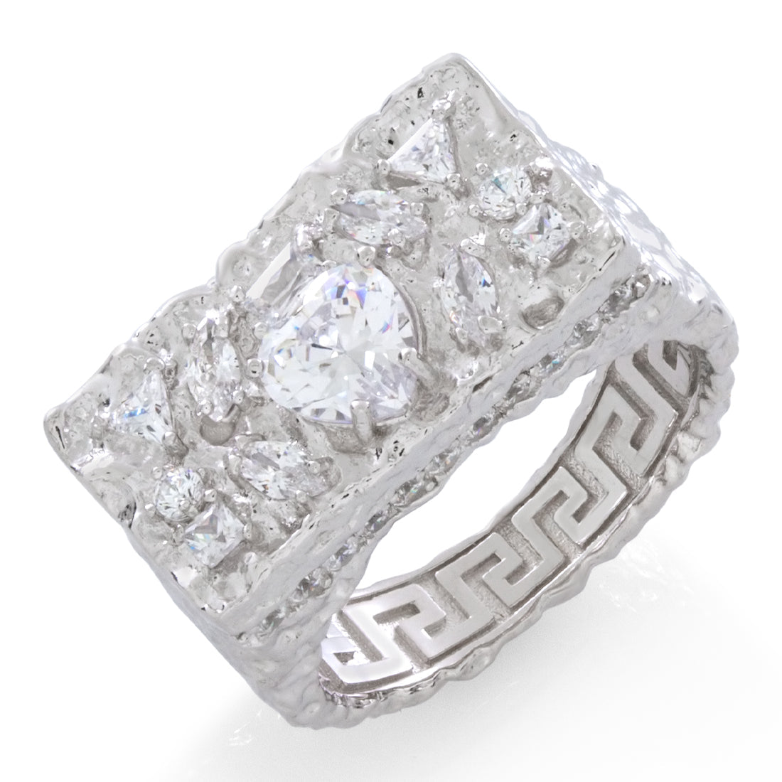 Diamond in the Rough Ring  in  Sterling Silver / White Gold / 7 by Kingices