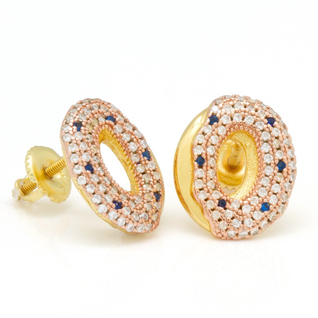 Donut Stud Earrings  in  Sterling Silver / 14K Vermeil / 12mm by Kingices