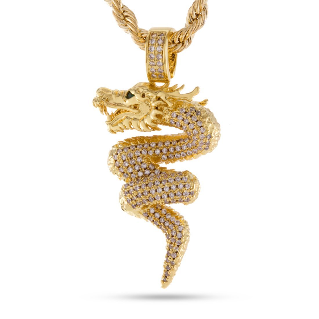 Double Dragon Necklace  in  14K Gold / 1.9" by Kingices