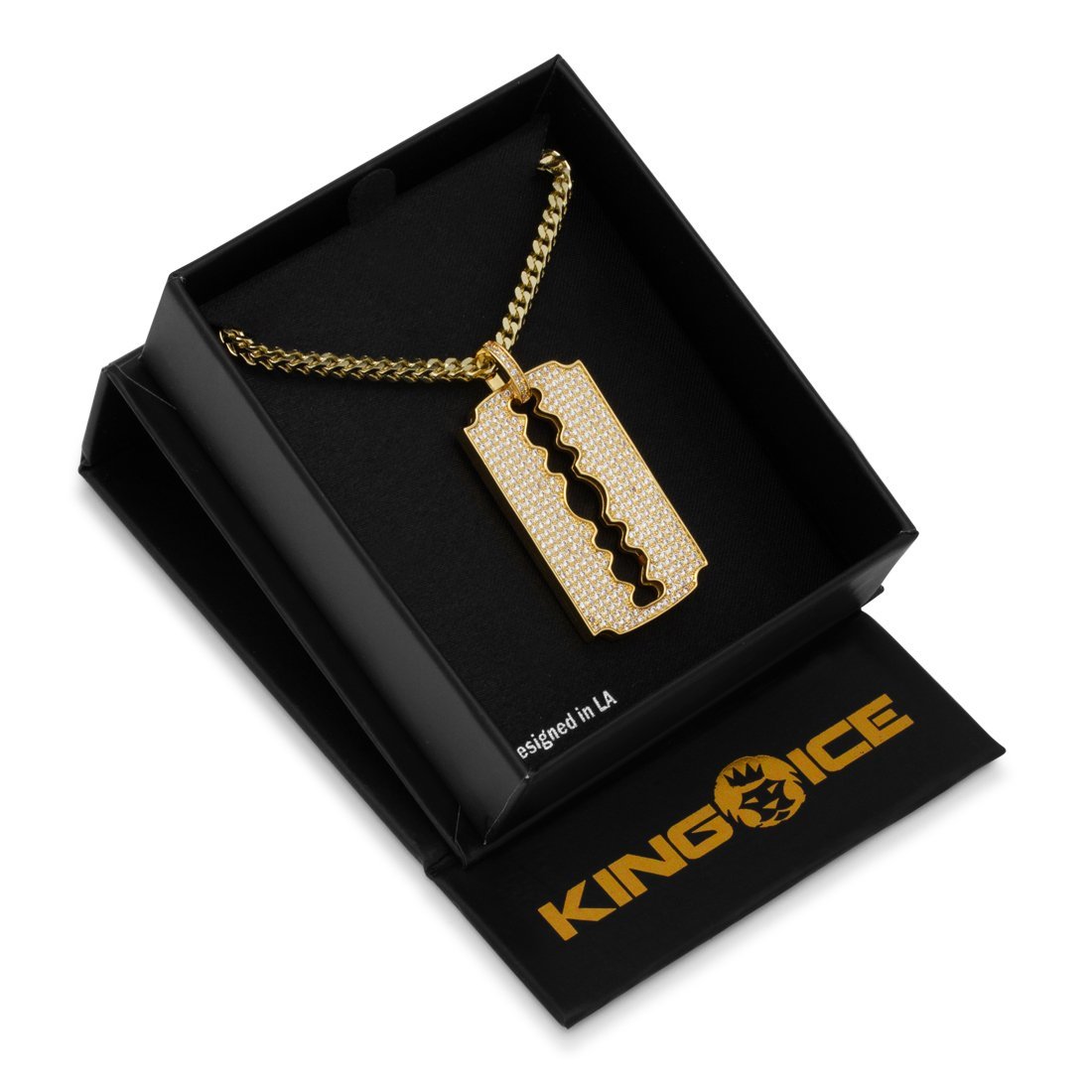 Double-Edge Razor Blade Necklace  in  14K Gold / 1.7" by Kingices