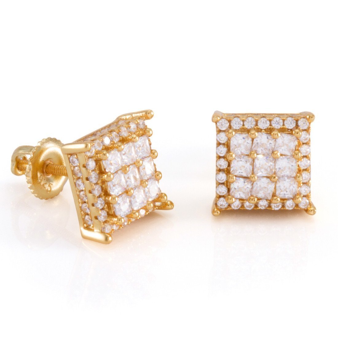 Double-Row Stud Earrings  in  Sterling Silver / 14K Vermeil / 10mm by Kingices