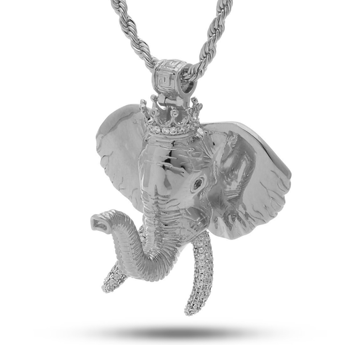 Elephant Necklace  in  White Gold / 2.3" by Kingices