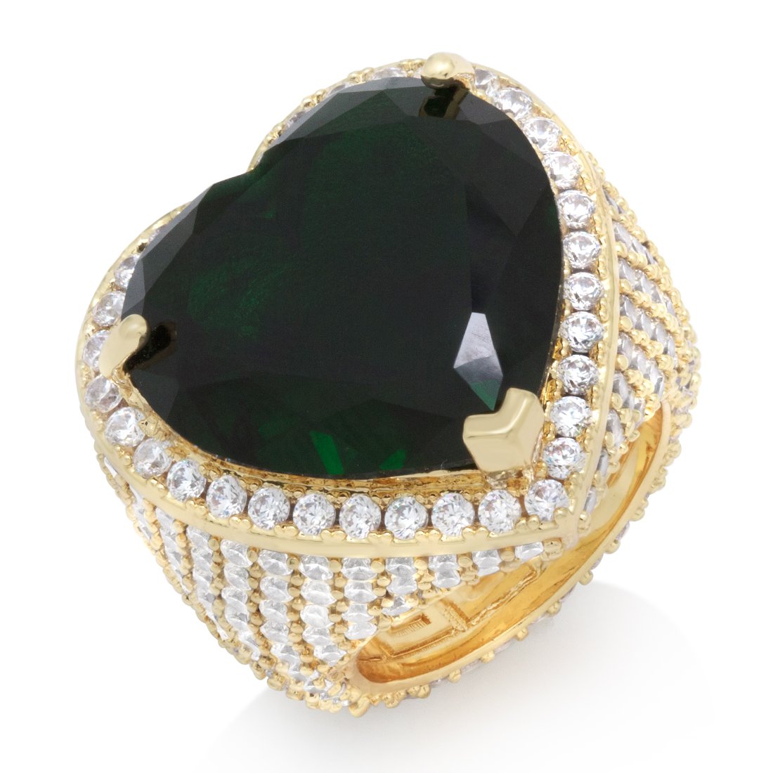 Emerald Heart Ring  in  Gold Plated / 14K Gold / 7 by Kingices