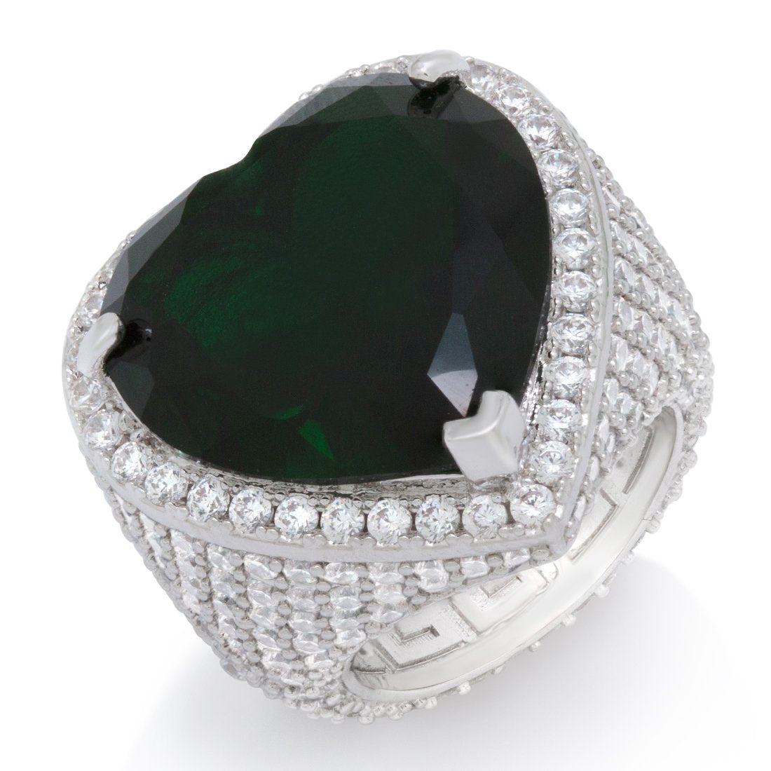 Emerald Heart Ring  in  Gold Plated / White Gold / 7 by Kingices