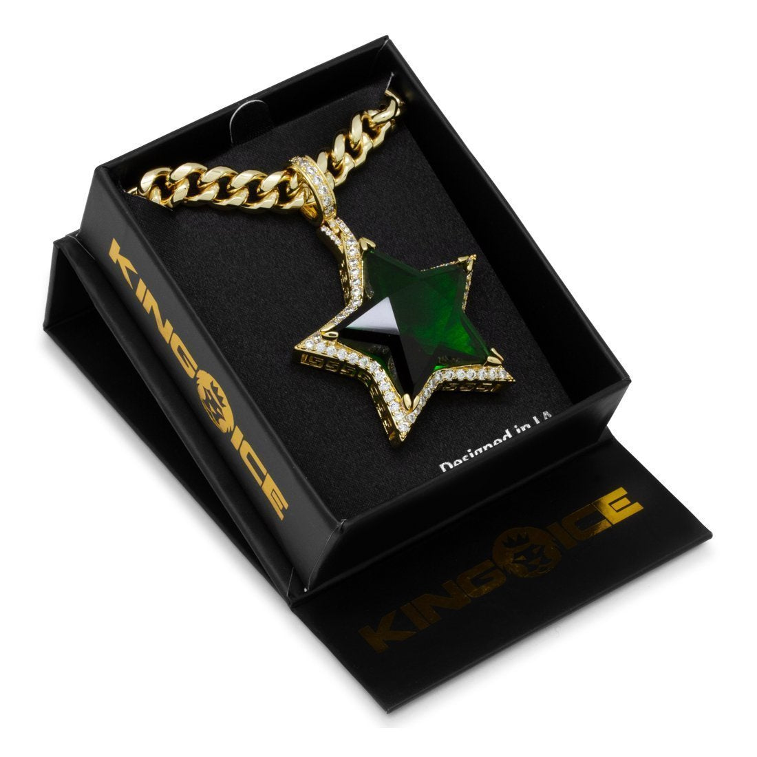 Emerald Star Necklace  in  14K Gold / 2.2" by Kingices