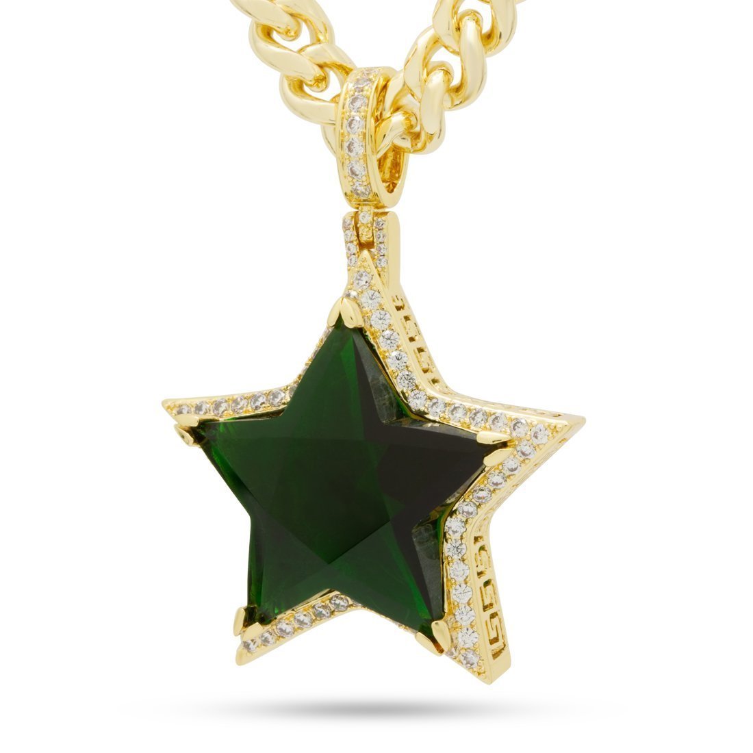 Emerald Star Necklace  in  14K Gold / 2.2" by Kingices