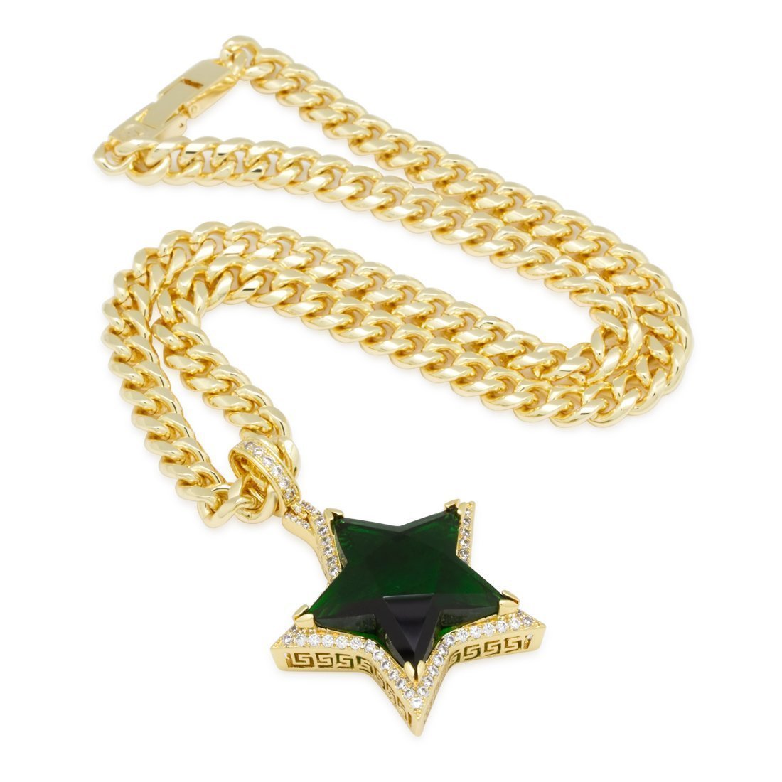 Emerald Star Necklace  in  14K Gold / 2.2" by Kingices