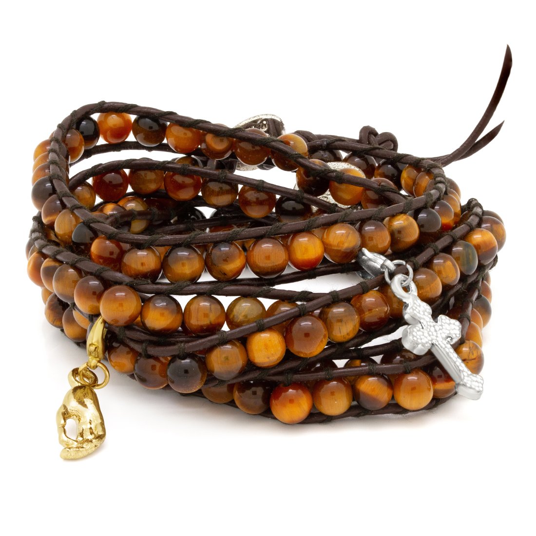 Endless Tiger Eye Bracelet by MARZ  in  White Gold / Adjustable by Kingices