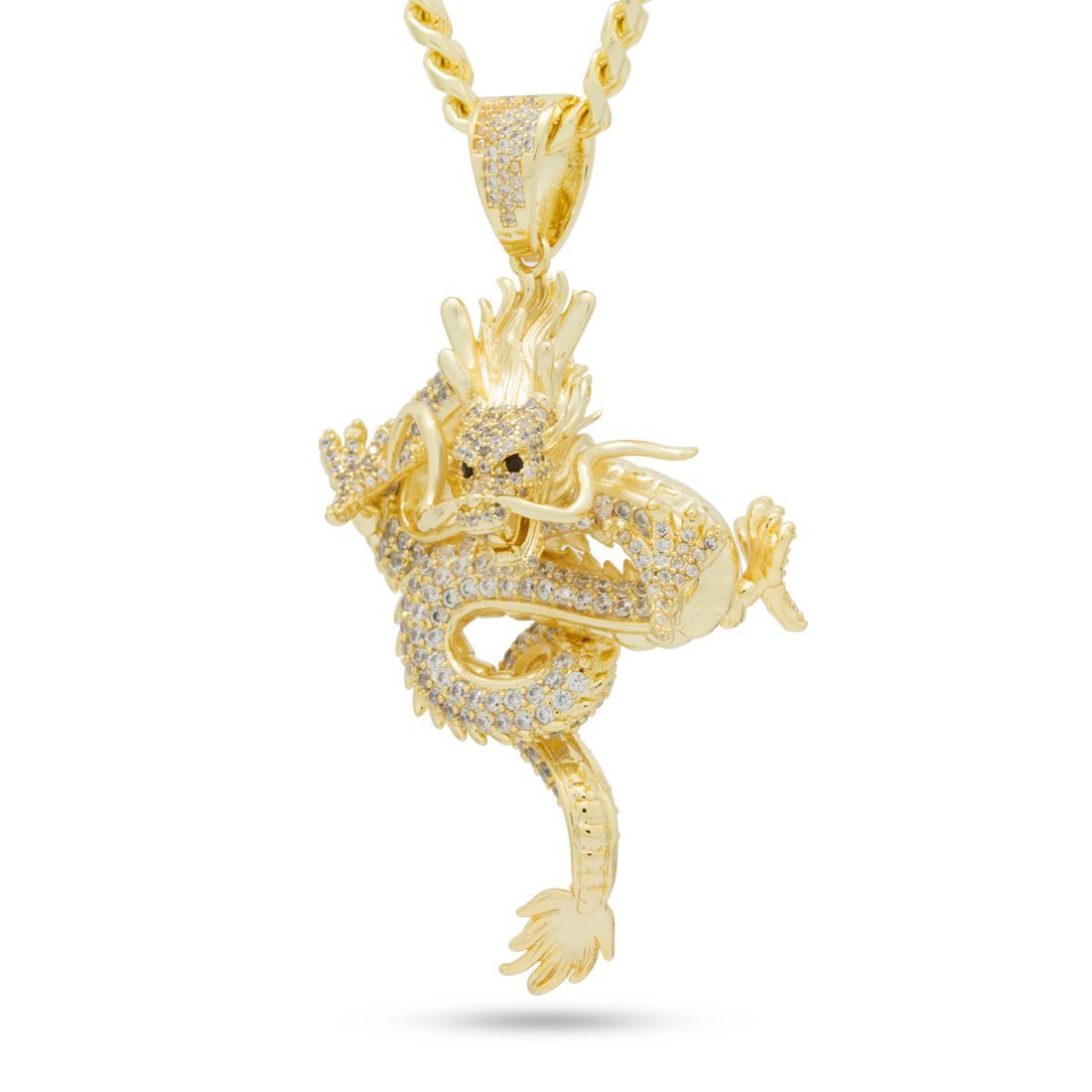 Far East Dragon Necklace  in  14K Gold / 2.8" by Kingices