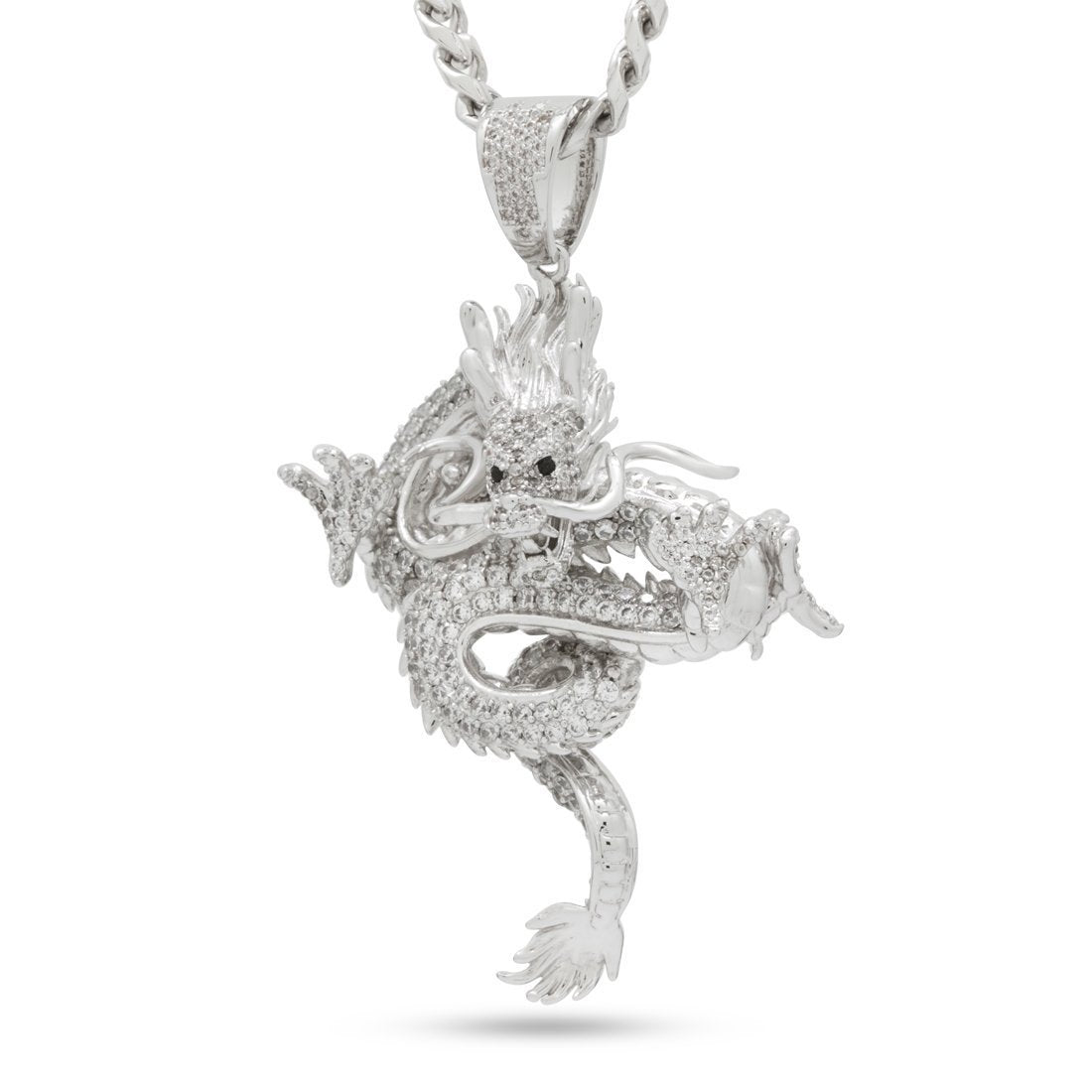 Far East Dragon Necklace  in  White Gold / 2.8" by Kingices