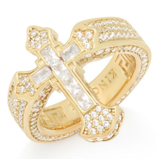 Fleur de Lis Cross Ring  in  Sterling Silver / 14K Vermeil / 7 by Kingices