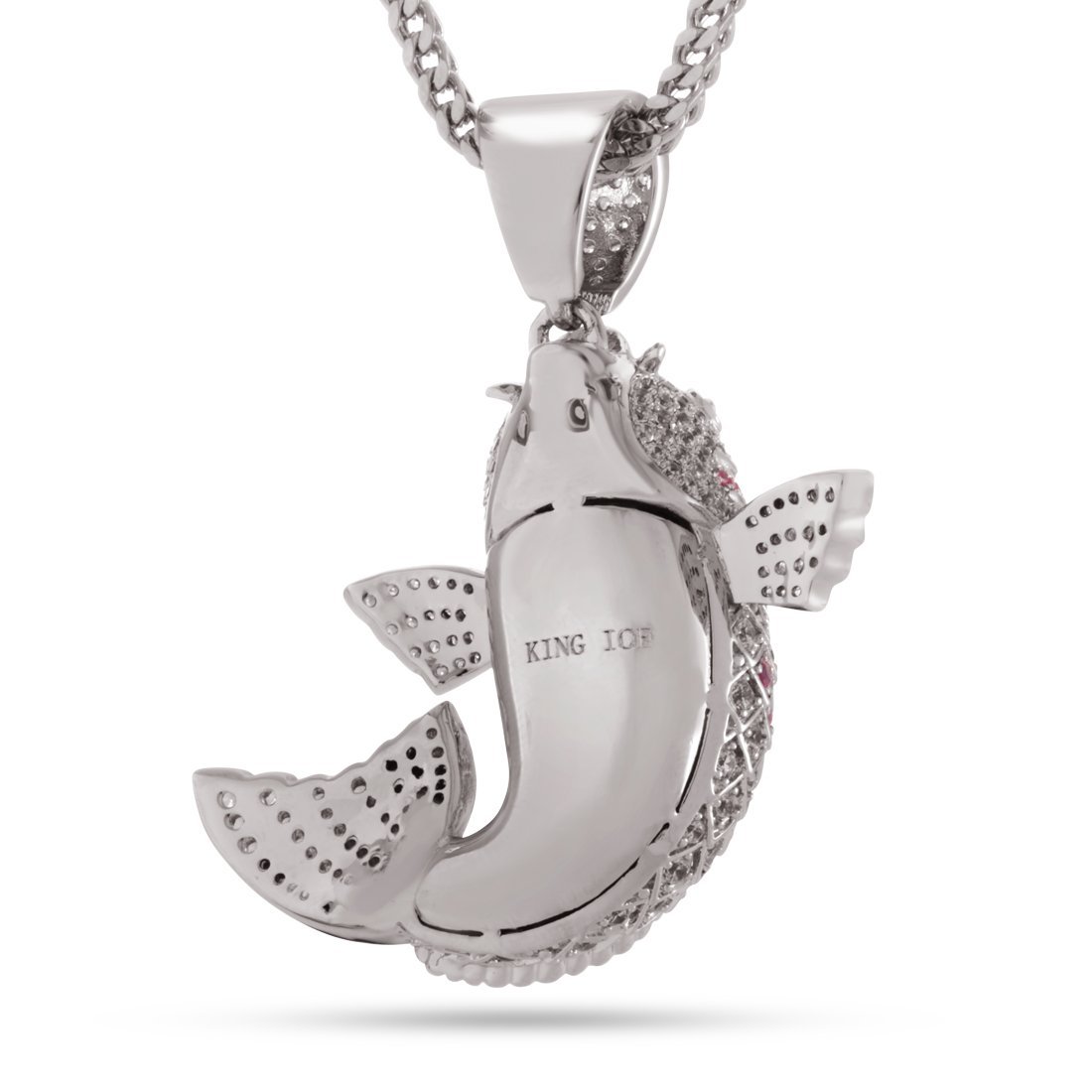 Gin Rin Kohaku Koi Fish Necklace  in  White Gold / 2.1" by Kingices