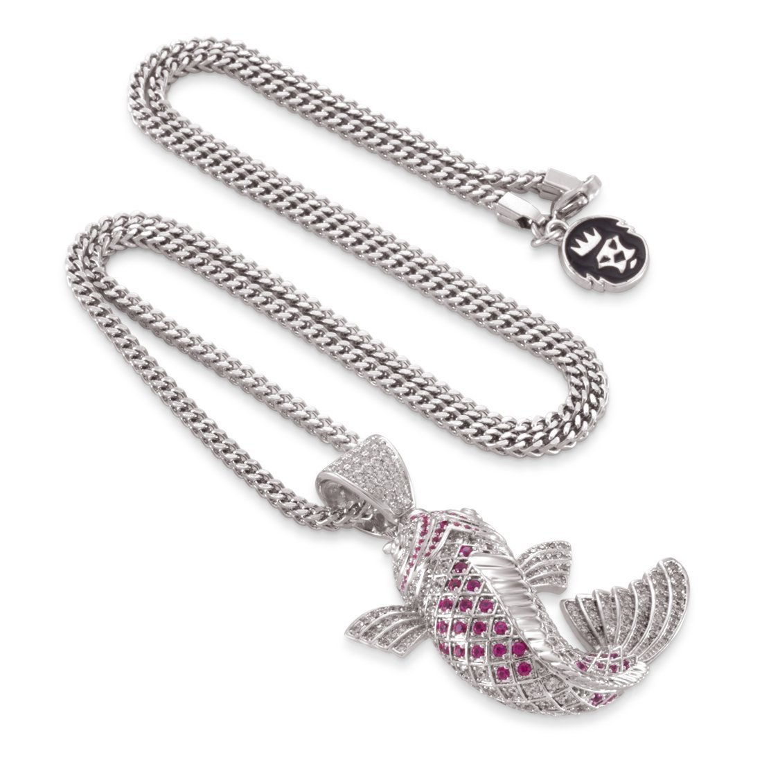 Gin Rin Kohaku Koi Fish Necklace  in  White Gold / 2.1" by Kingices