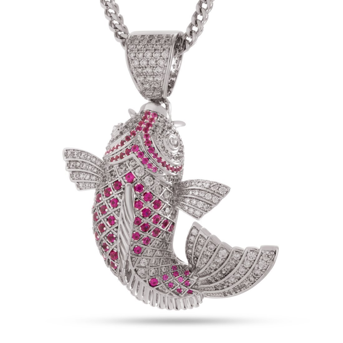 Gin Rin Kohaku Koi Fish Necklace  in  White Gold / 2.1" by Kingices