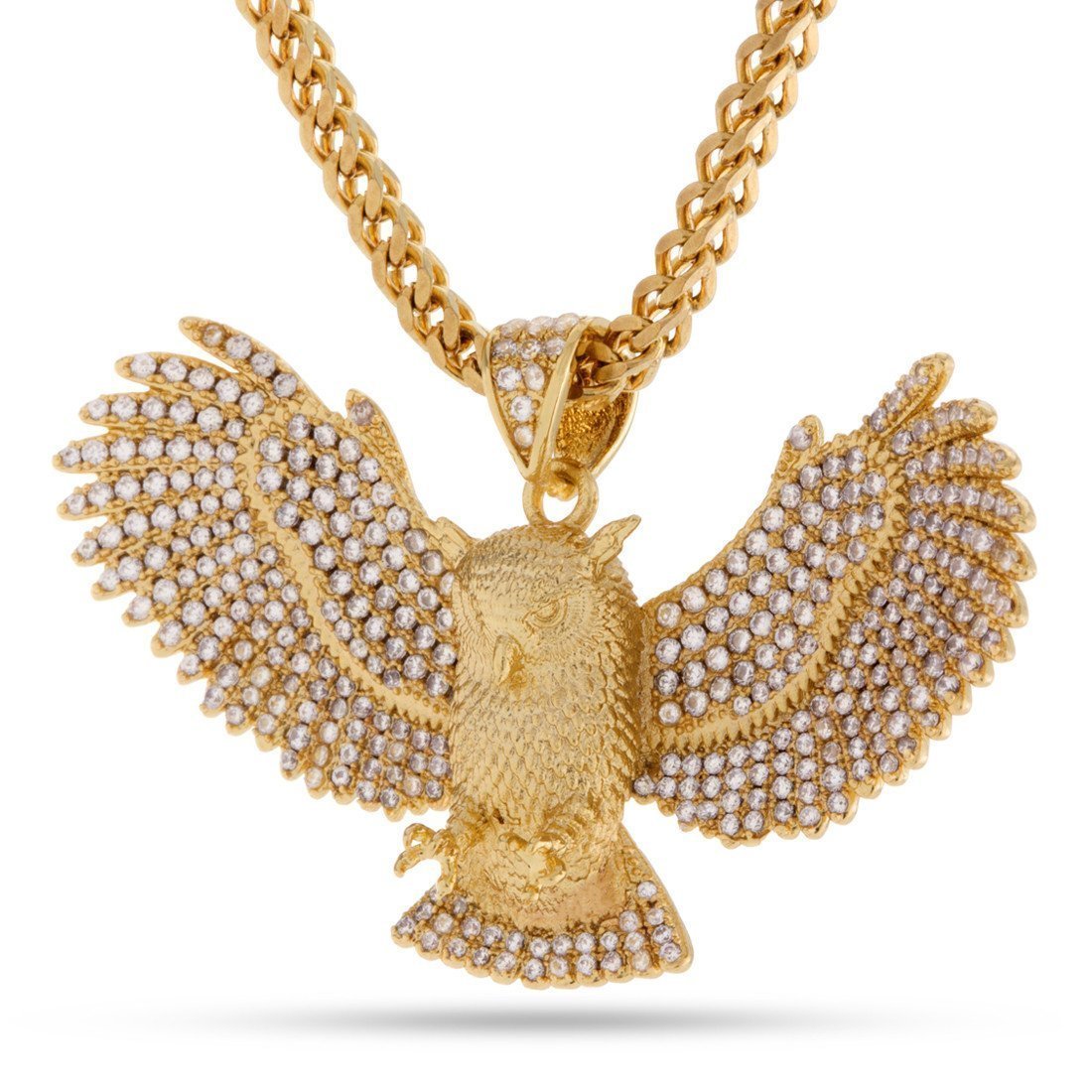 Great Horned Owl Necklace  in  14K Gold / 1.2" by Kingices