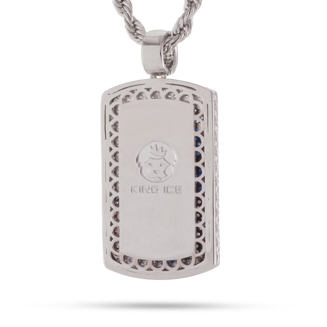 Great Wave Dog Tag Necklace  in  White Gold / 2.1" by Kingices