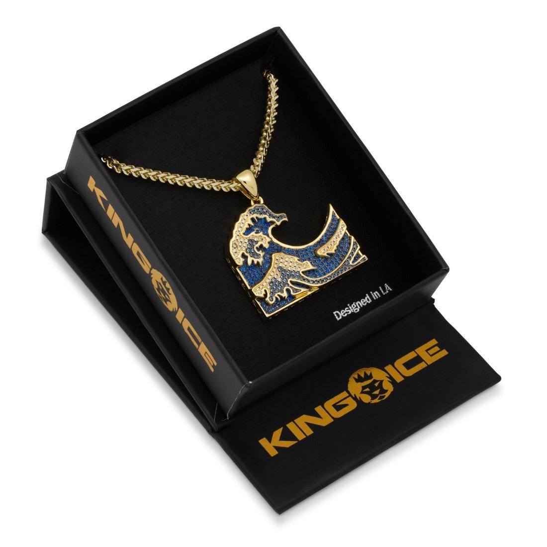 Great Wave Necklace  in  14K Gold / 1.5" by Kingices