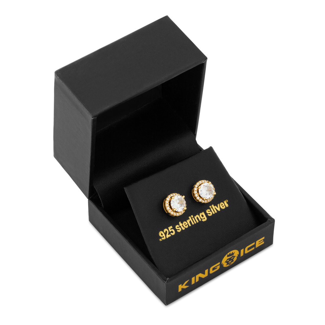 Halo Brilliant-Cut Stud Earrings  in  by Kingices
