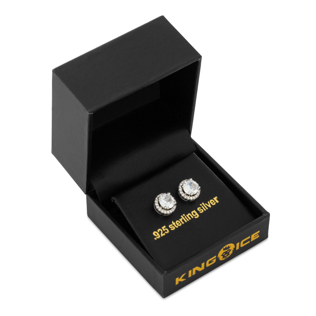 Halo Brilliant-Cut Stud Earrings  in  by Kingices