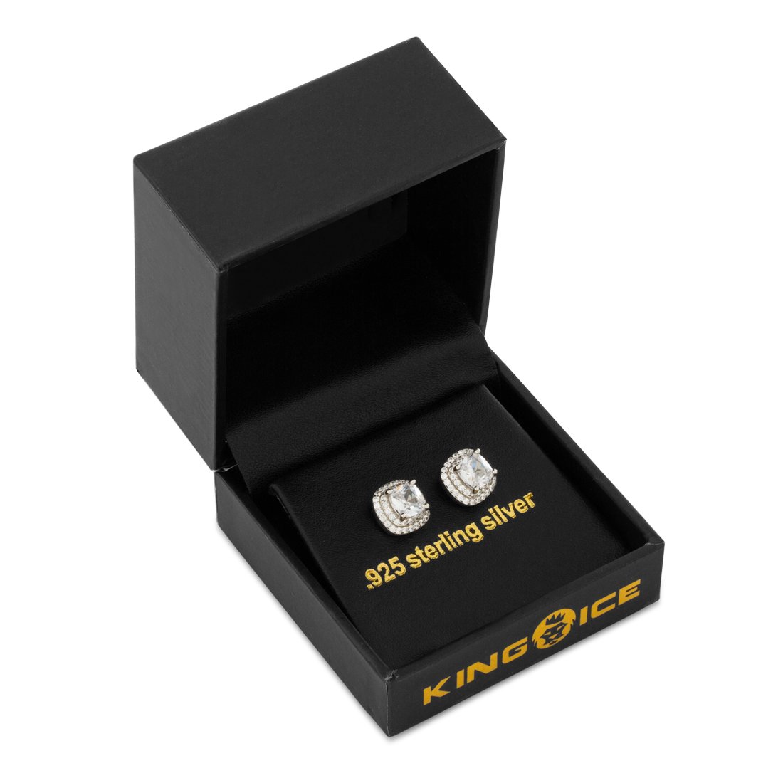 Halo Cushion-Cut Stud Earrings  in  by Kingices