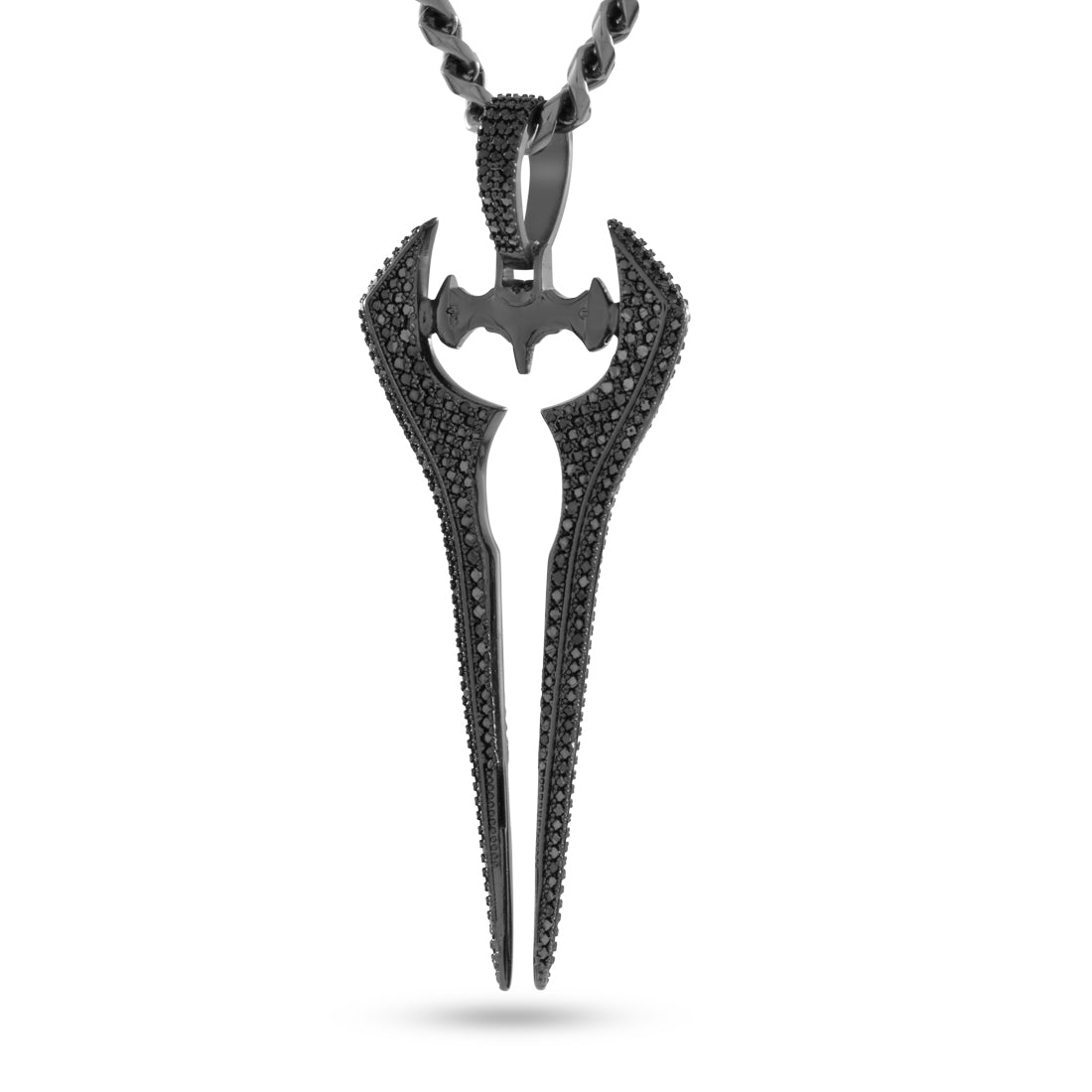 Halo x Kingices - Iced Energy Sword Necklace  in  Black Gold / 2.7" by Kingices