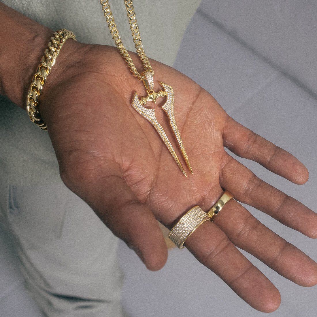 Halo x Kingices - Iced Energy Sword Necklace  in  by Kingices