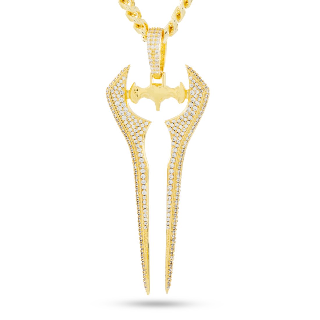 Halo x Kingices - Iced Energy Sword Necklace  in  14K Gold / 2.7" by Kingices