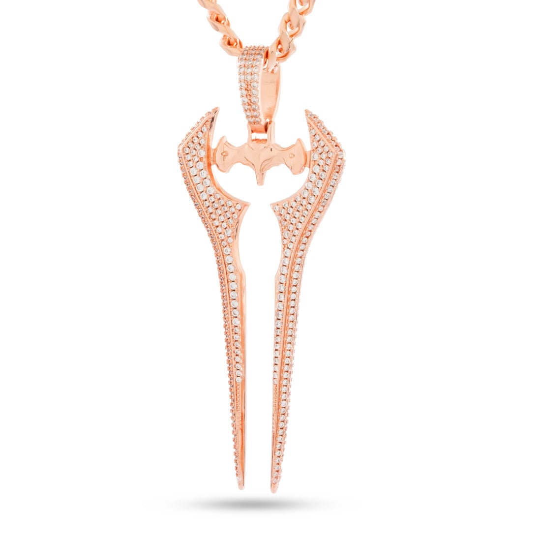 Halo x Kingices - Iced Energy Sword Necklace  in  Rose Gold / 2.7" by Kingices