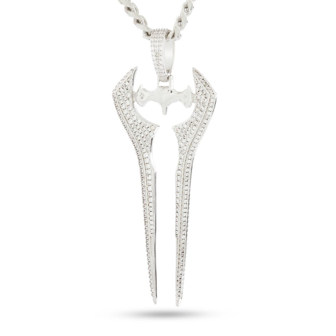 Halo x Kingices - Iced Energy Sword Necklace  in  White Gold / 2.7" by Kingices