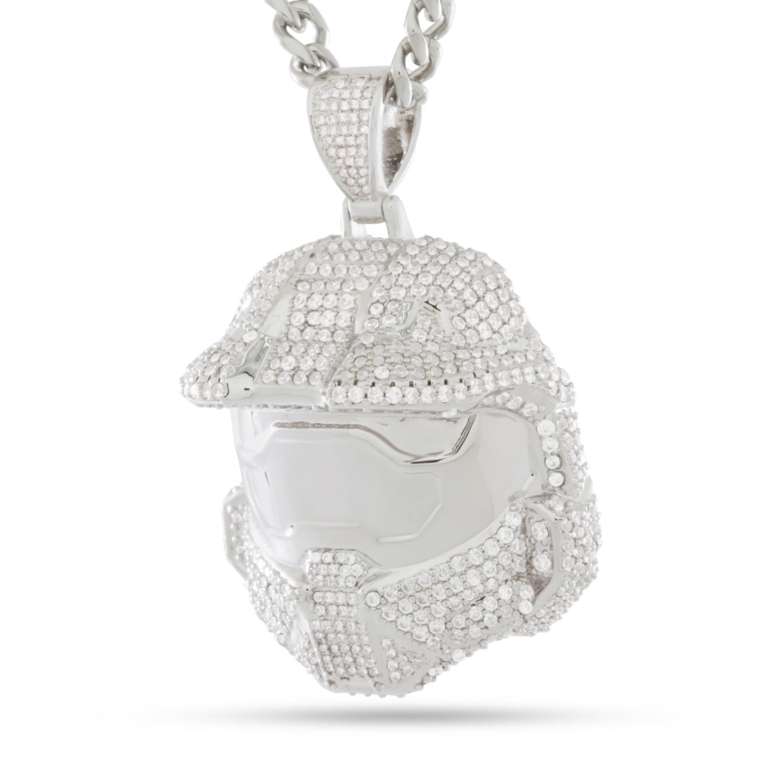 Halo x Kingices - Master Chief Helmet II Necklace  in  White Gold / 2.2" by Kingices