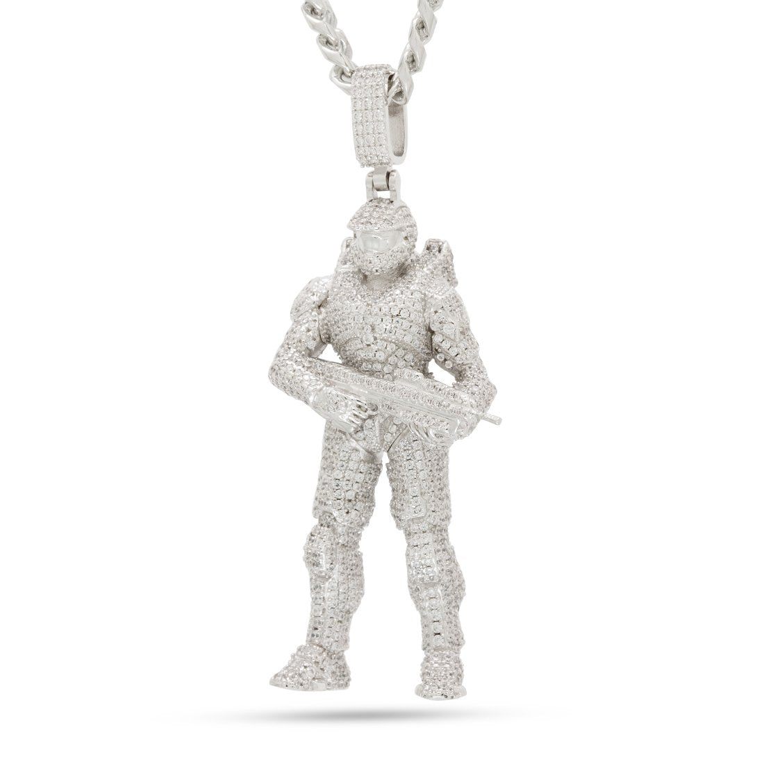 Halo x Kingices - Master Chief Necklace  in  White Gold / 2.8" by Kingices