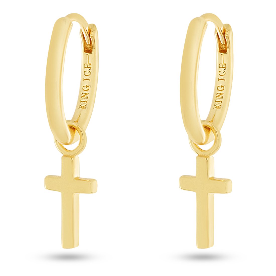 Hanging Cross Earrings  in  Sterling Silver / 14K Vermeil / 1" by Kingices
