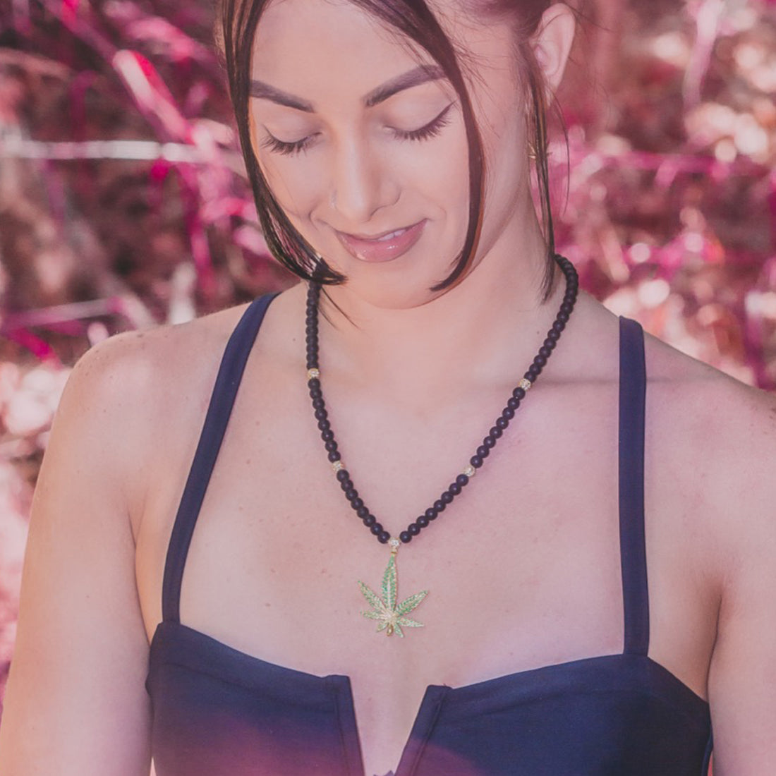 High Rise Cannabis Leaf Necklace  in  by Kingices