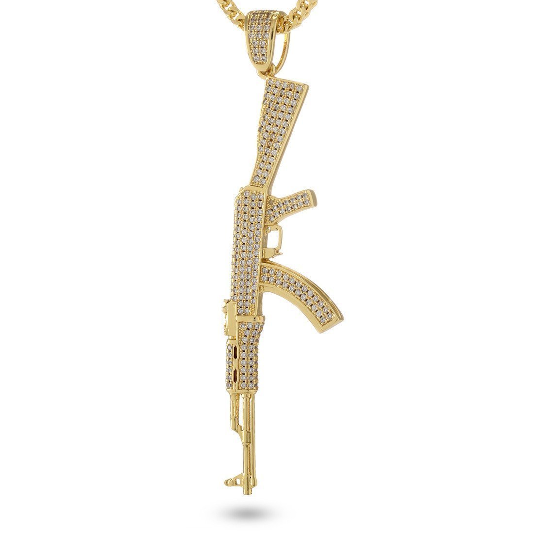 Iced AK-47 Necklace  in  14K Gold / 3.4" by Kingices