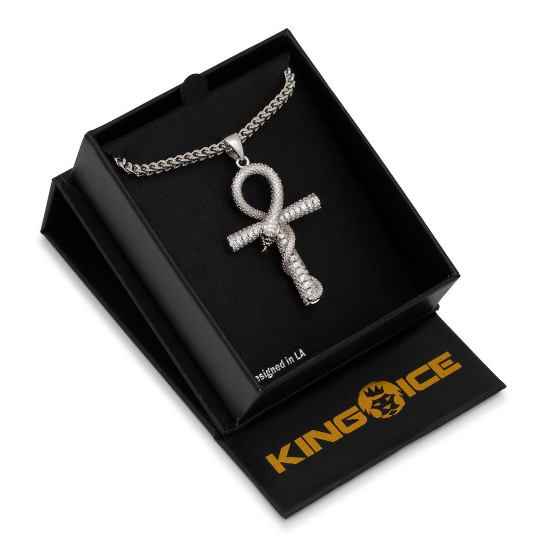 Iced-Out Apep and Ankh Key Necklace  in  by Kingices