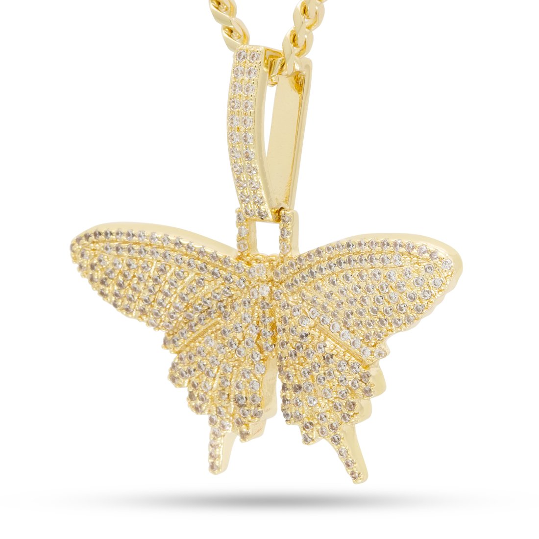 Iced Butterfly Necklace  in  14K Gold / 1.5" by Kingices