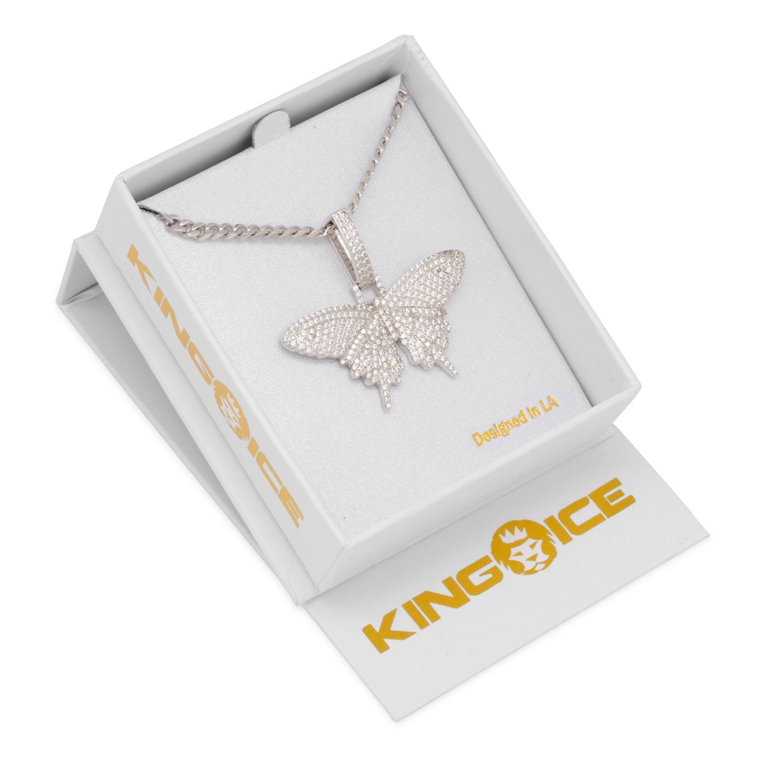 Iced Butterfly Necklace  in  by Kingices