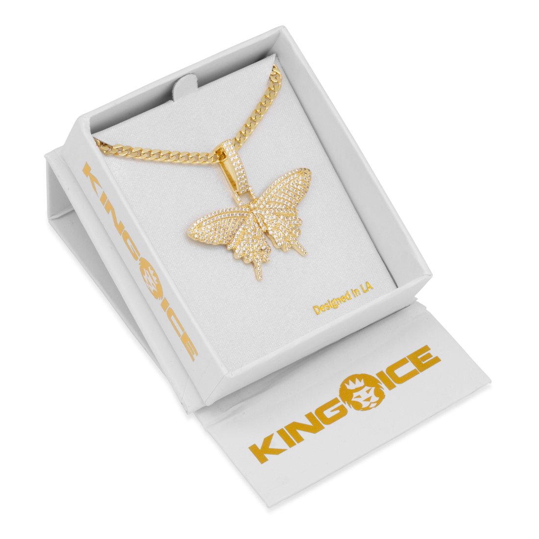 Iced Butterfly Necklace  in  by Kingices