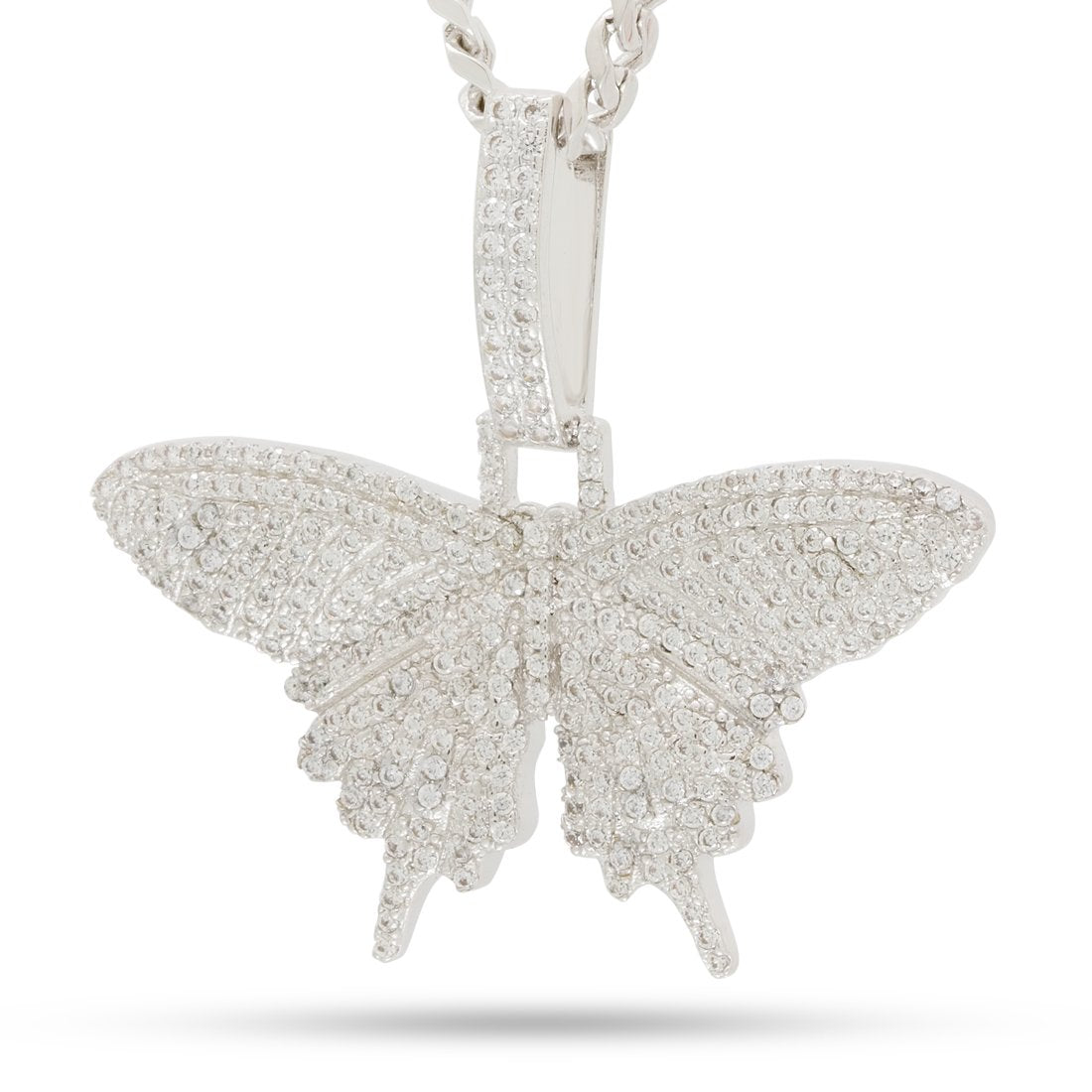 Iced Butterfly Necklace  in  White Gold / 1.5" by Kingices