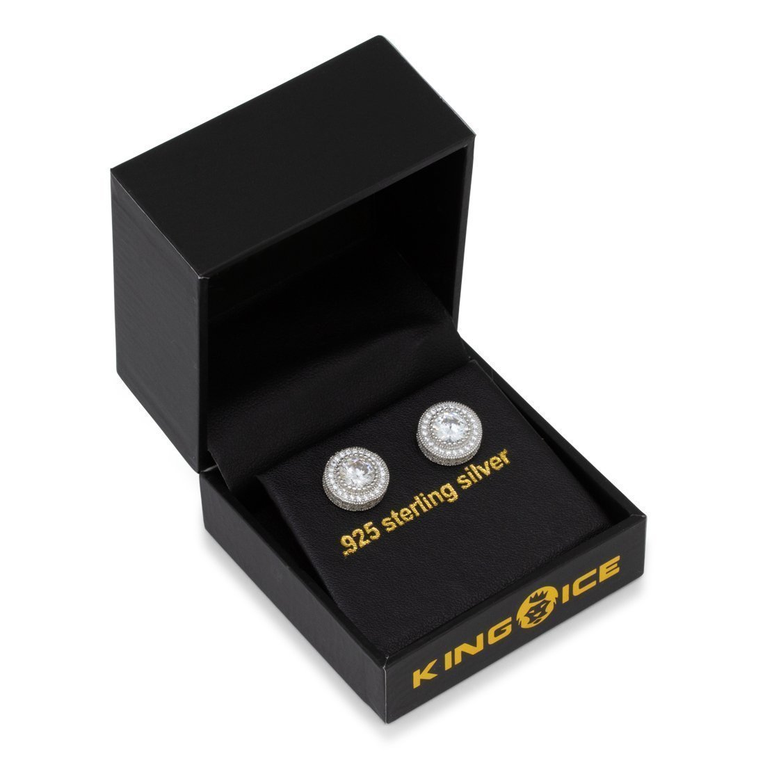 Iced Button Stud Earrings  in  by Kingices