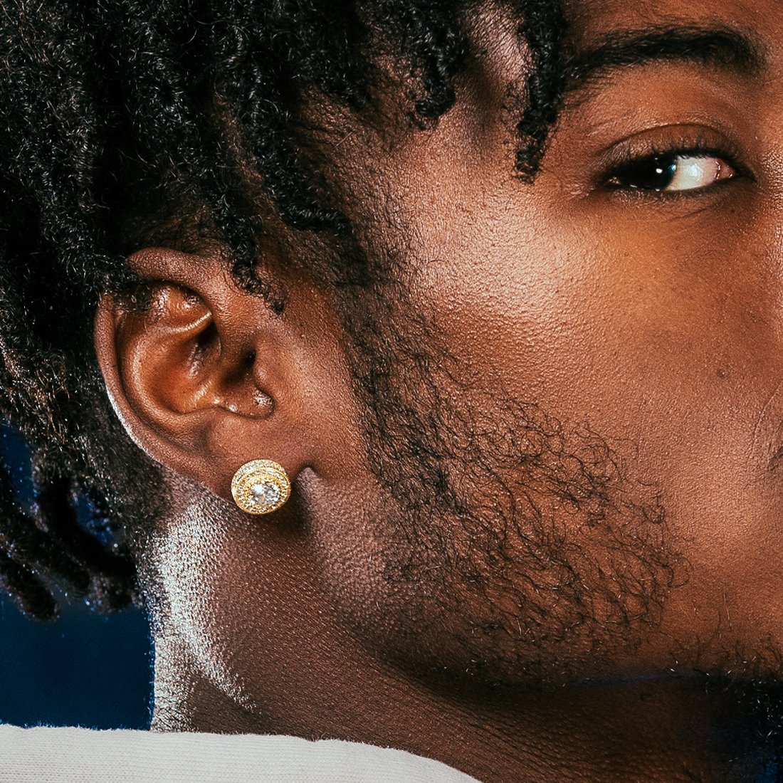 Iced Button Stud Earrings  in  by Kingices