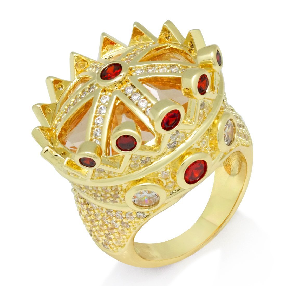 Iced Crown Ring  in  Gold Plated / 14K Gold / 7 by Kingices
