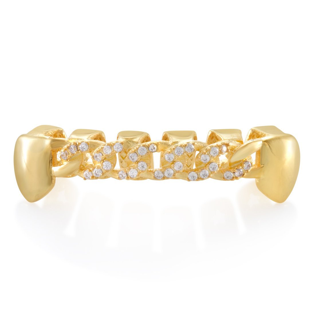Iced Miami Cuban Link Grillz  in  14K Gold / Bottom by Kingices