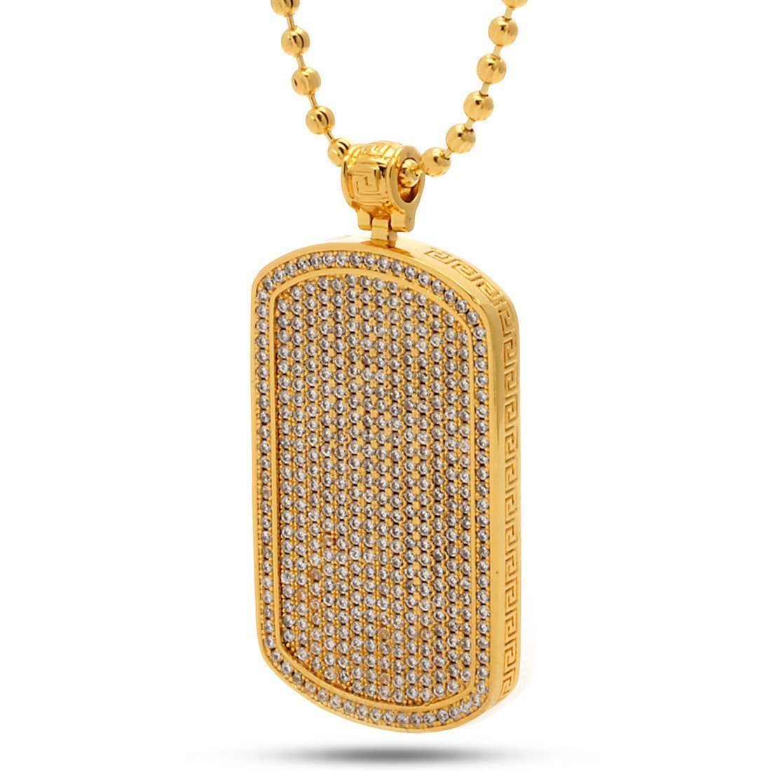 Iced Dog Tag Necklace  in  18K Gold / 1.9" by Kingices
