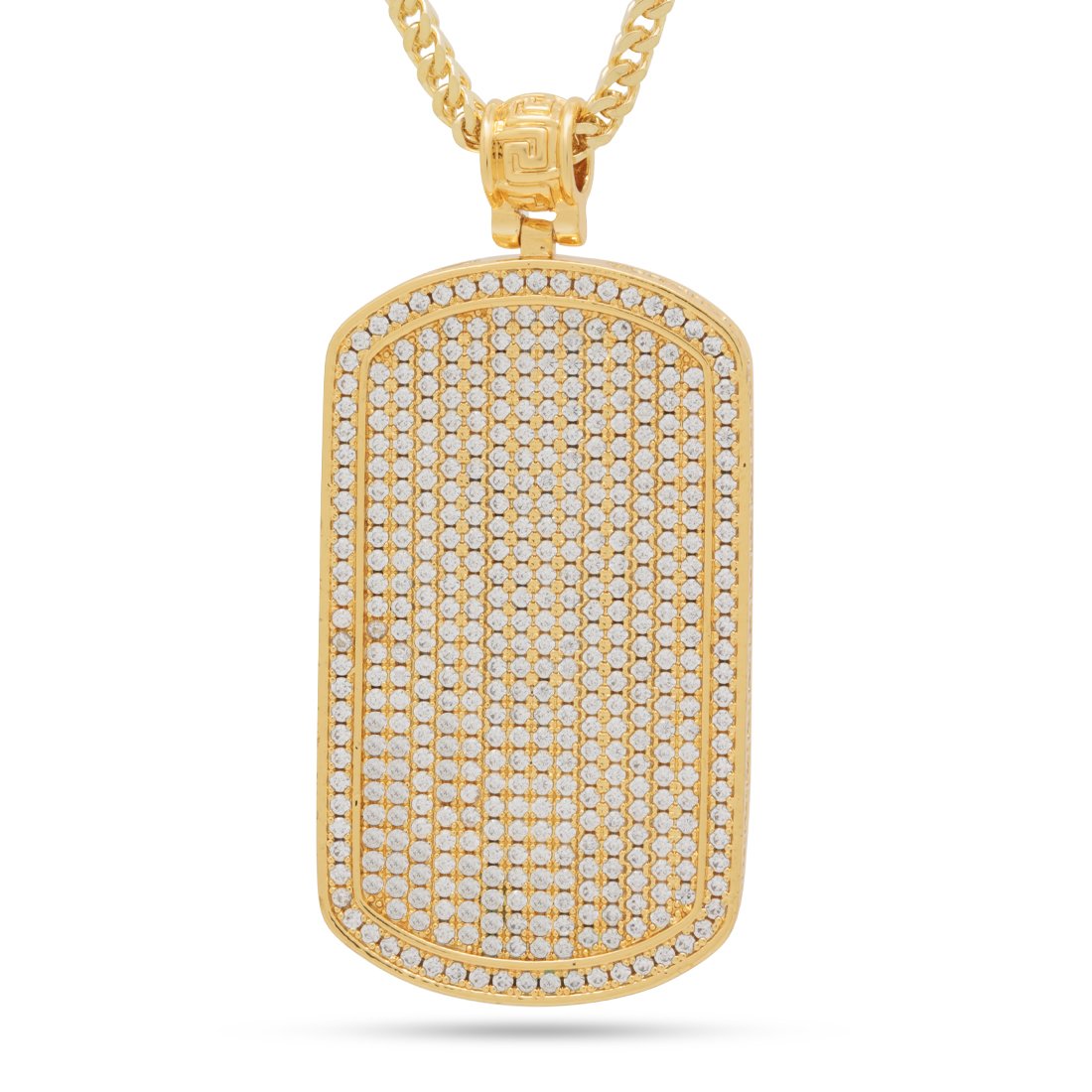 Iced Dog Tag Necklace  in  18K Gold / 2.4" by Kingices