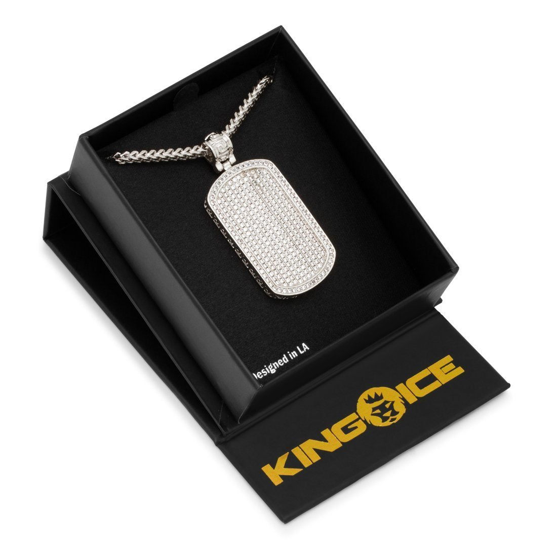 Iced Dog Tag Necklace  in  by Kingices