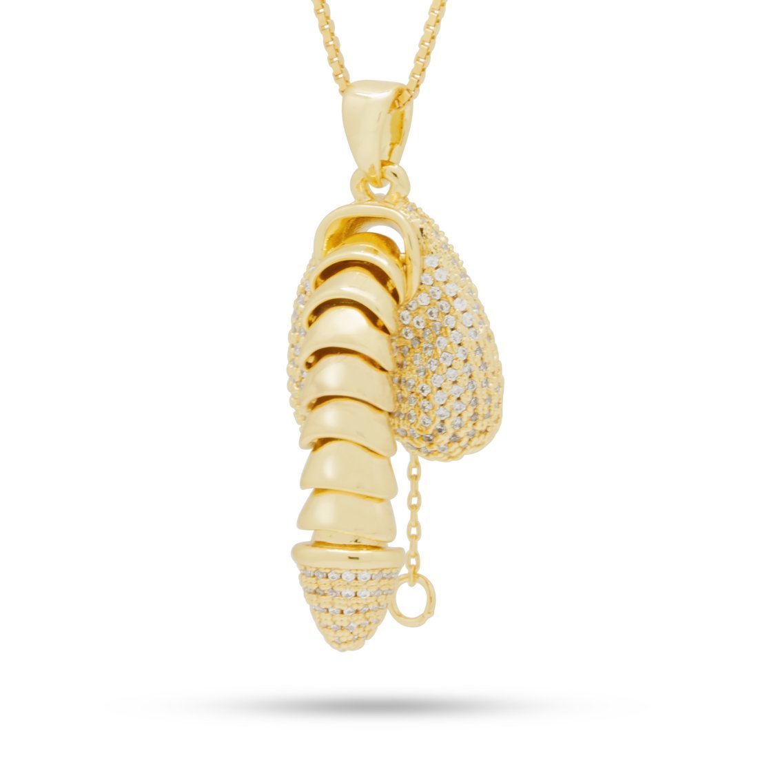 Iced Erotic Erecting Penis Necklace  in  14K Gold / 1.5" by Kingices