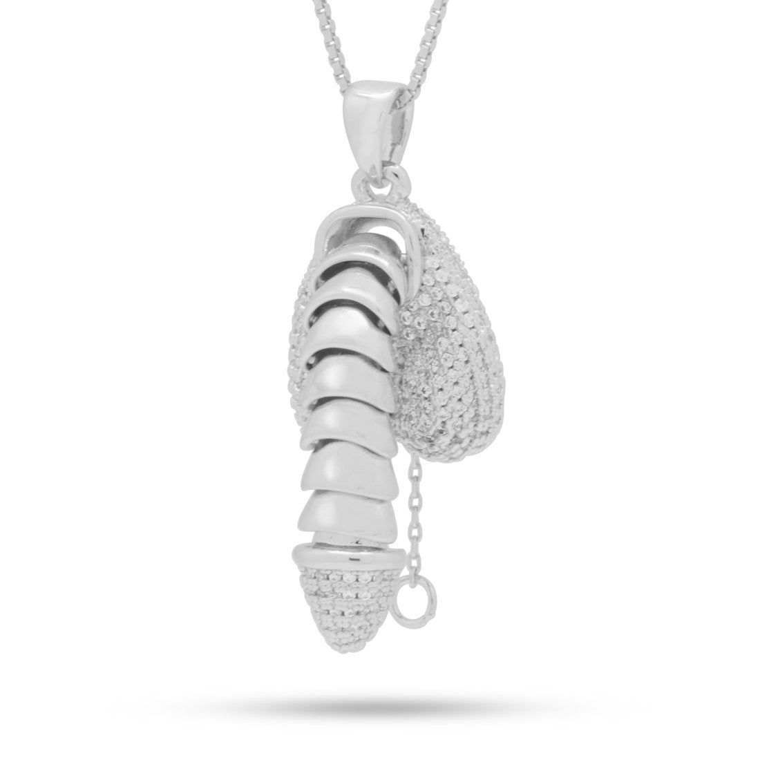 Iced Erotic Erecting Penis Necklace  in  White Gold / 1.5" by Kingices