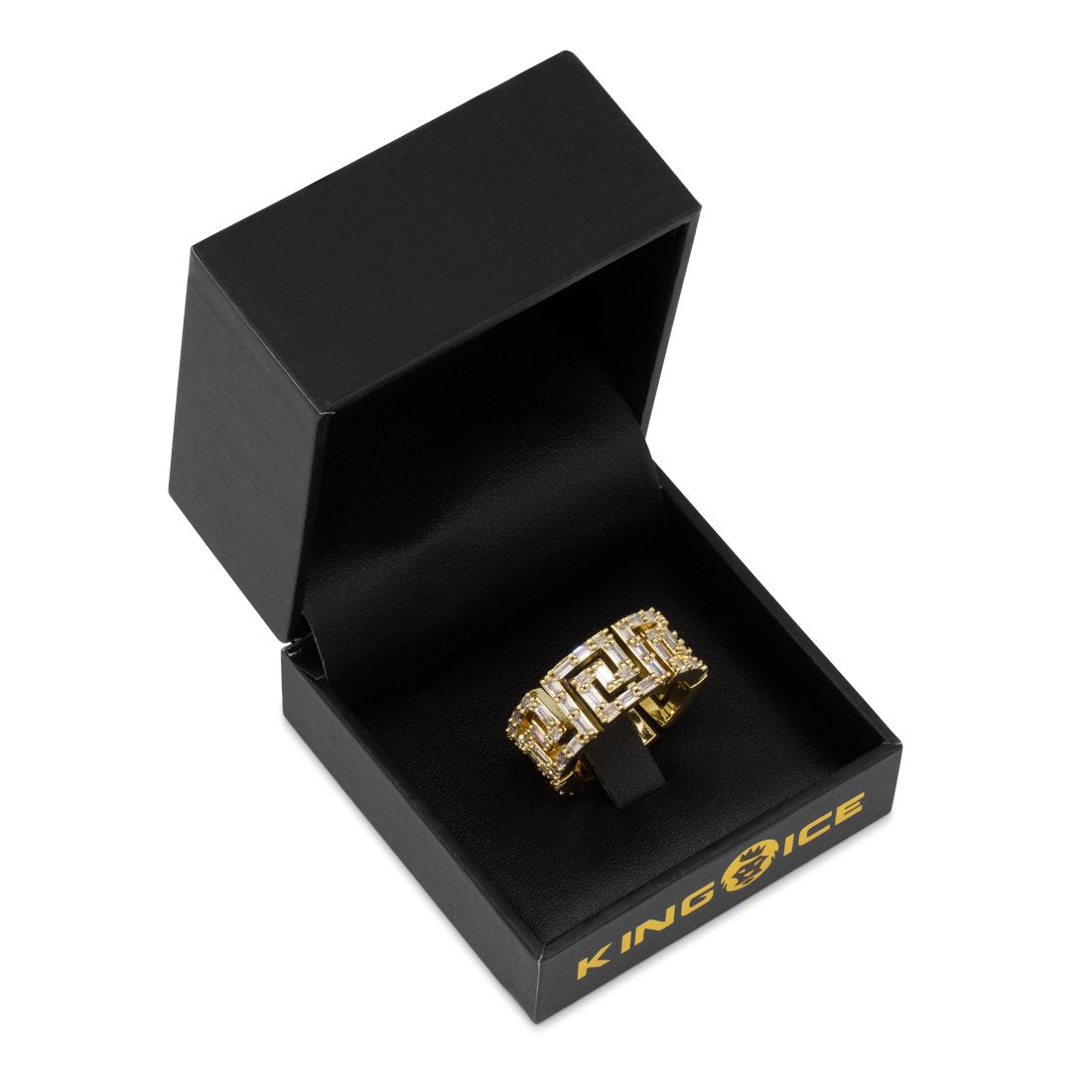 Iced Greek Key Ring  in  by Kingices